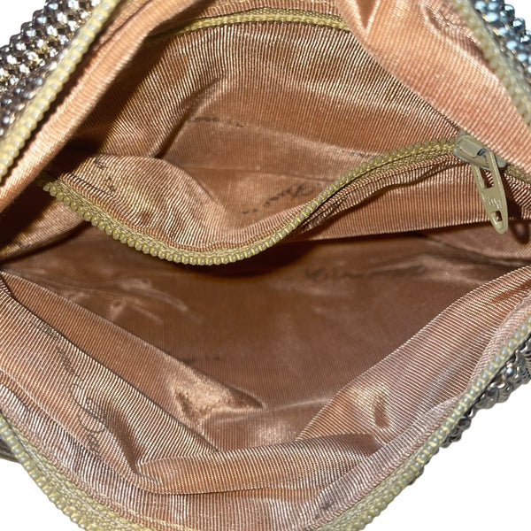 Whiting & Davis Women’s Gold Mesh With Adjustable Strap Crossbody Evening Bag