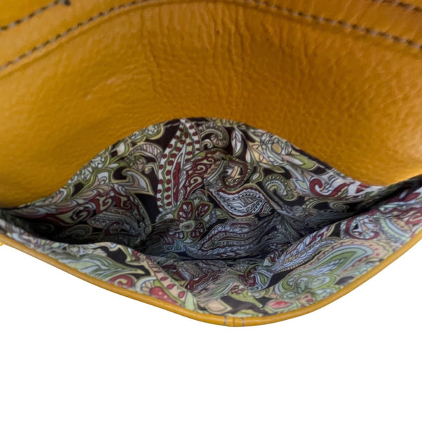 Tignanello Women’s Yellow Leather With Front Zip Pocket Crossbody Bag