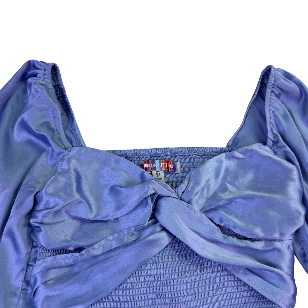 Urban Outfitters Womens Light Blue Satin Long Sleeve Crop Top Size XS