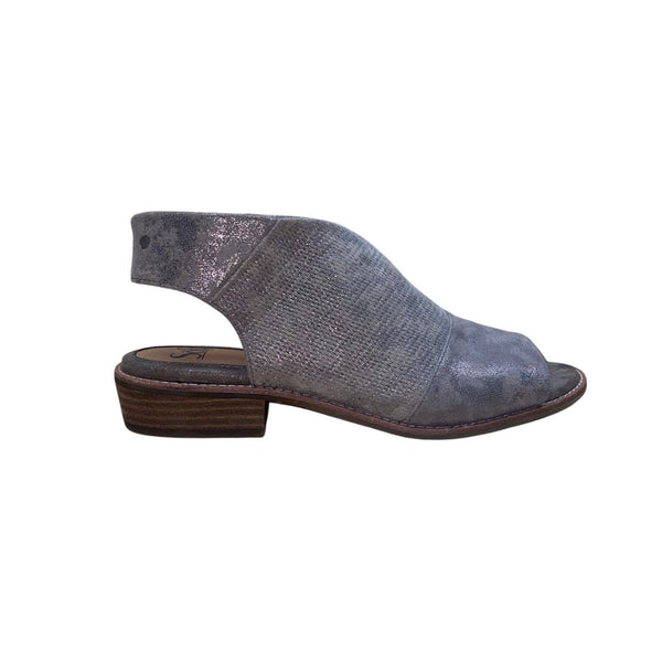 Sofft Women’s Gray Leather Zipper Closure  Open-Toe Block Heel Sandals Size 8M
