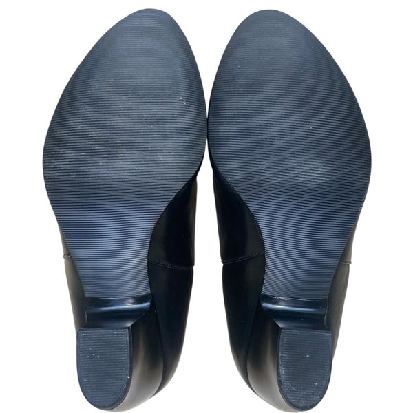Vaneli Women’s Black Leather Block Heel Slip-On  Ankle Booties Size 9.5M