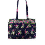 Vera Bradley Women’s Black & Green Quilted Cotton Floral Shoulder Tote Bag