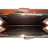 SB Women’s Brown Embossed Leather Gold-Tone Snap Closure Foldable Wallet