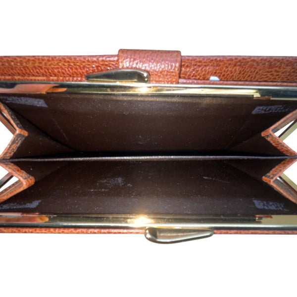 SB Women’s Brown Embossed Leather Gold-Tone Snap Closure Foldable Wallet