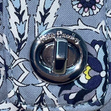 Vera Bradley Women’s Blue Floral Pattern Fabric RFID Plaza Tile Turnlock Wallet