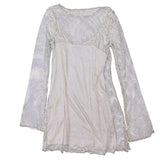 Show Me Your Mumu Womens White Mesh Iconic Long Sleeve Mini Dress Size L
