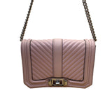 Rebecca Minkoff Women’s Pink Chevron Quilted Leather Turn Lock Crossbody Bag