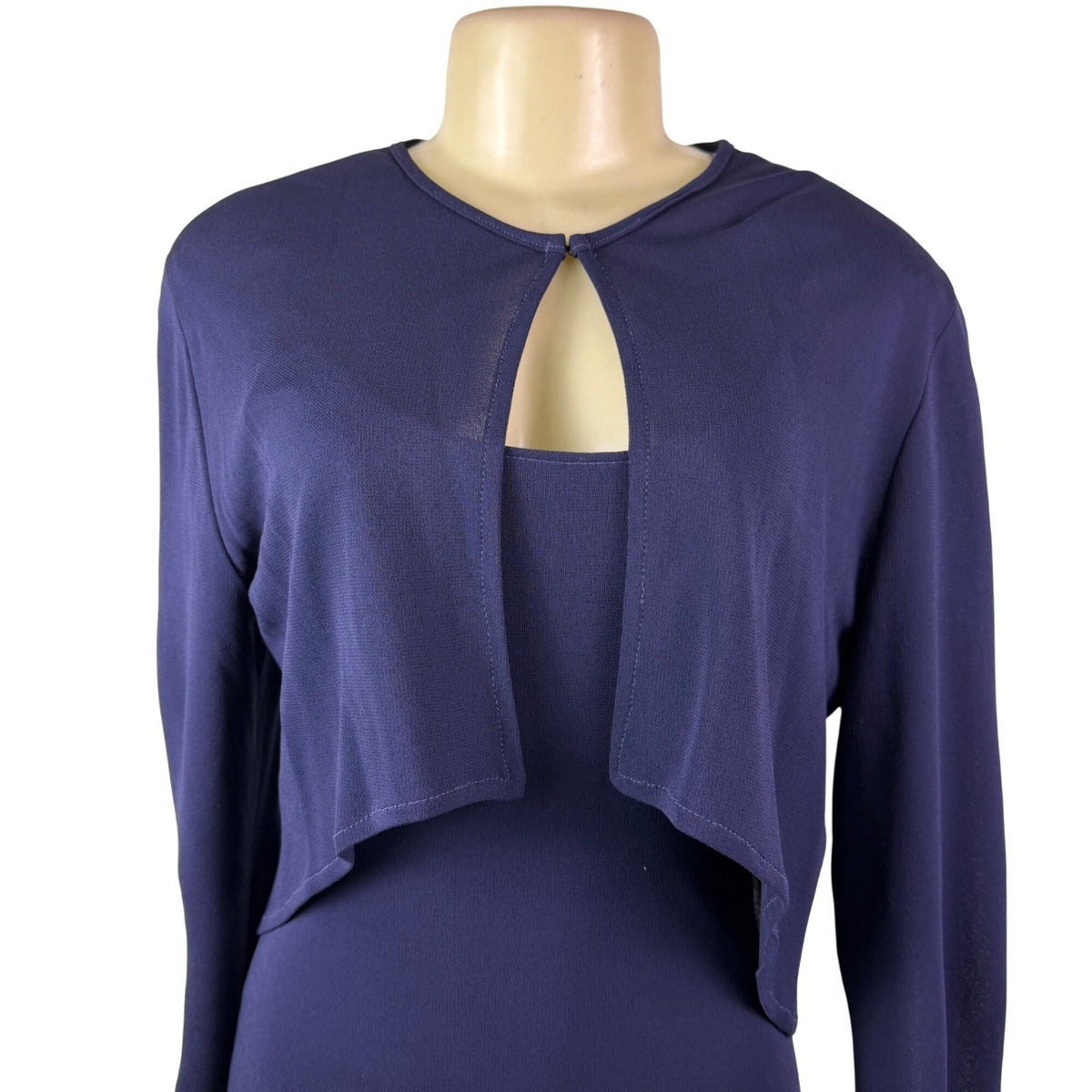 Frivole Womens Navy Two-Piece Set With Long-Sleeve Jacket & Maxi Dress Size 6