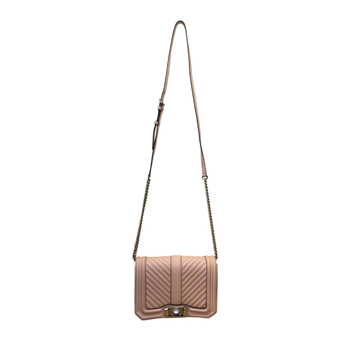 Rebecca Minkoff Women’s Pink Chevron Quilted Leather Turn Lock Crossbody Bag