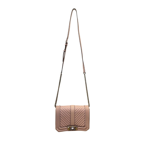Rebecca Minkoff Women’s Pink Chevron Quilted Leather Turn Lock Crossbody Bag