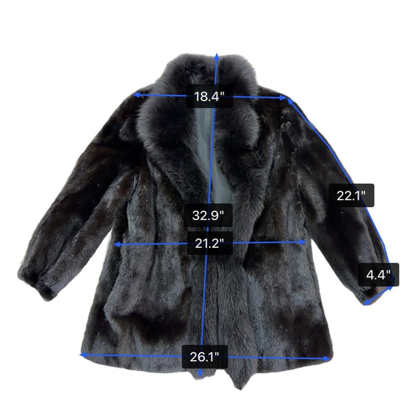 Rosendorf/Evans Womens Black Genuine Mink Fur Coat Luxurious Vintage Sz M