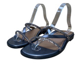 Women’s Silver Strappy Rhinestone Prism Sandals Size 8M
