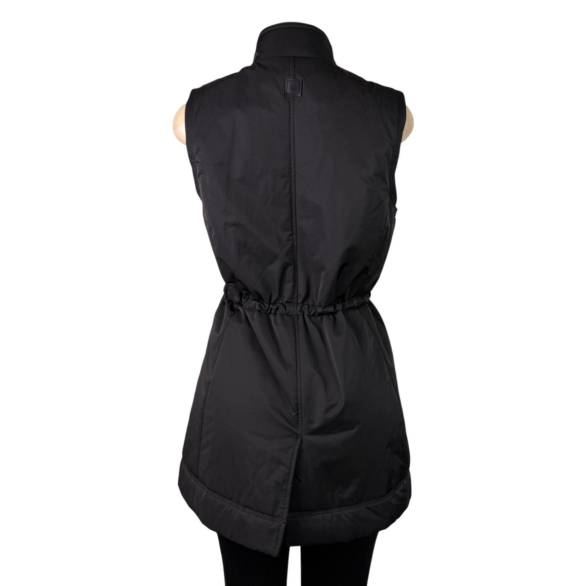 Rainforest Womens Black Sleeveless Vest Zip-Up Adjustable Waist Sz S