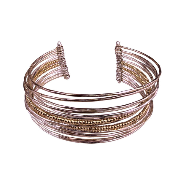 Stella & Dot Womens Silver Tone Gold Tone Metal Rhett Cuff Bracelet Chic