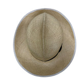 Vintage Genuine Panama Handwoven Straw Wide Brim Hat Black Ribbon Size 6 7/8 