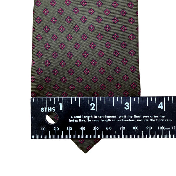Chaps Ralph Lauren Mens Green & Pink All Silk Patterned Tie Classic Neckwear