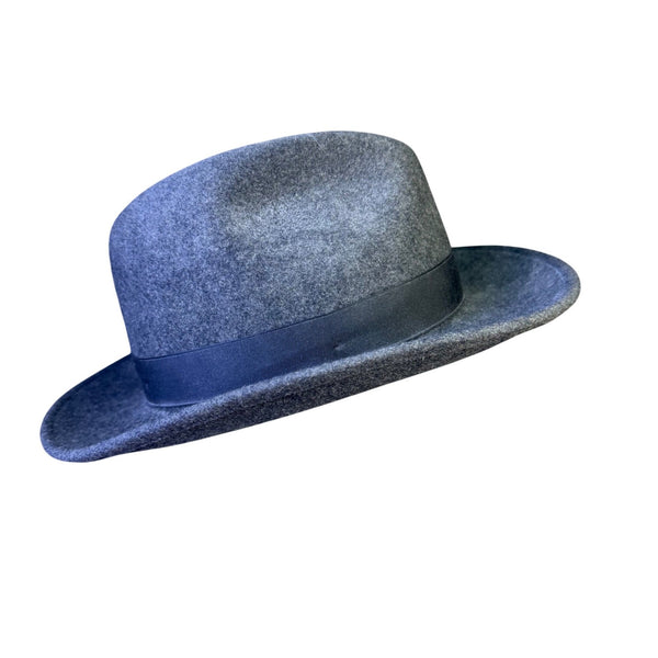 Country Gentleman Mens Gray Wool Fedora Hat Classic Design Ribbon Detail Size M
