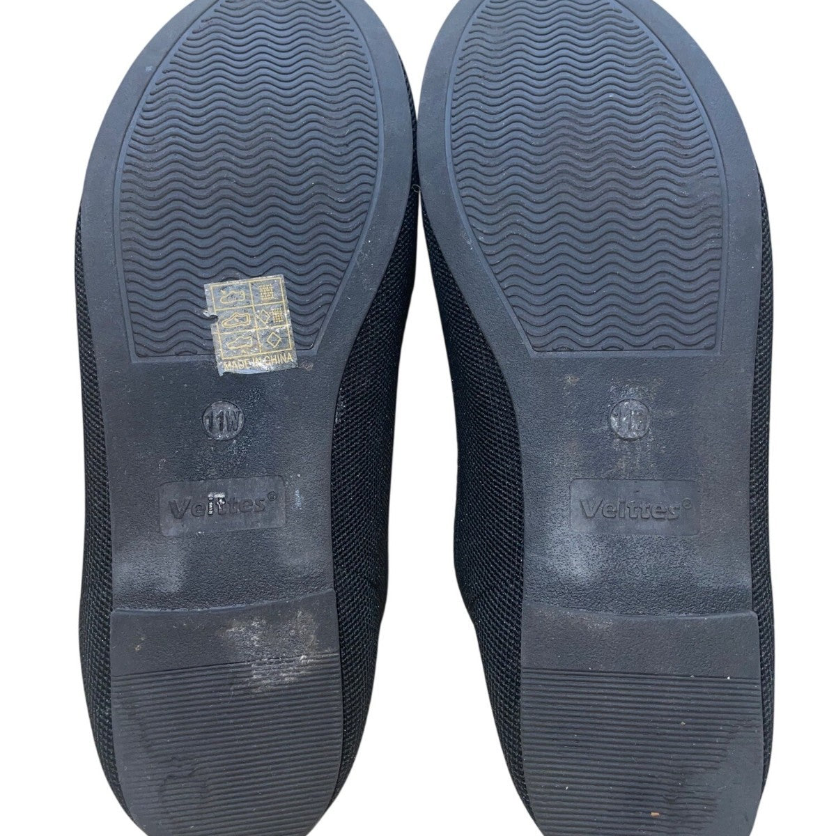 Veittes Women’s Black Knitted Fabric Loafers Slip-On Flat Shoes Size 11W