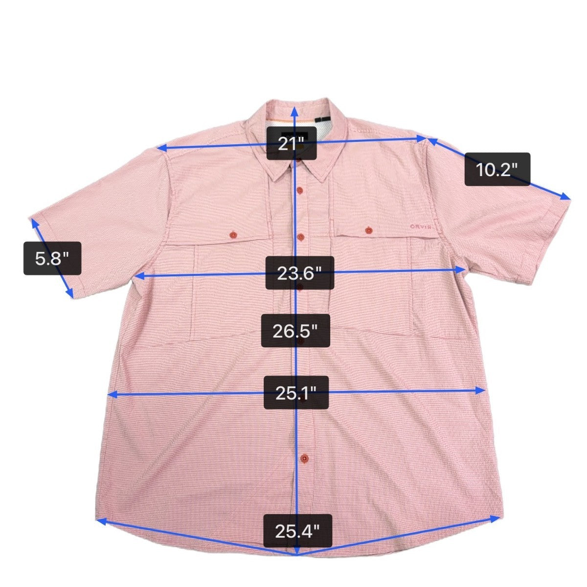 Orvis Mens Red Short Sleeve Button-Up Performance Shirt Size XL