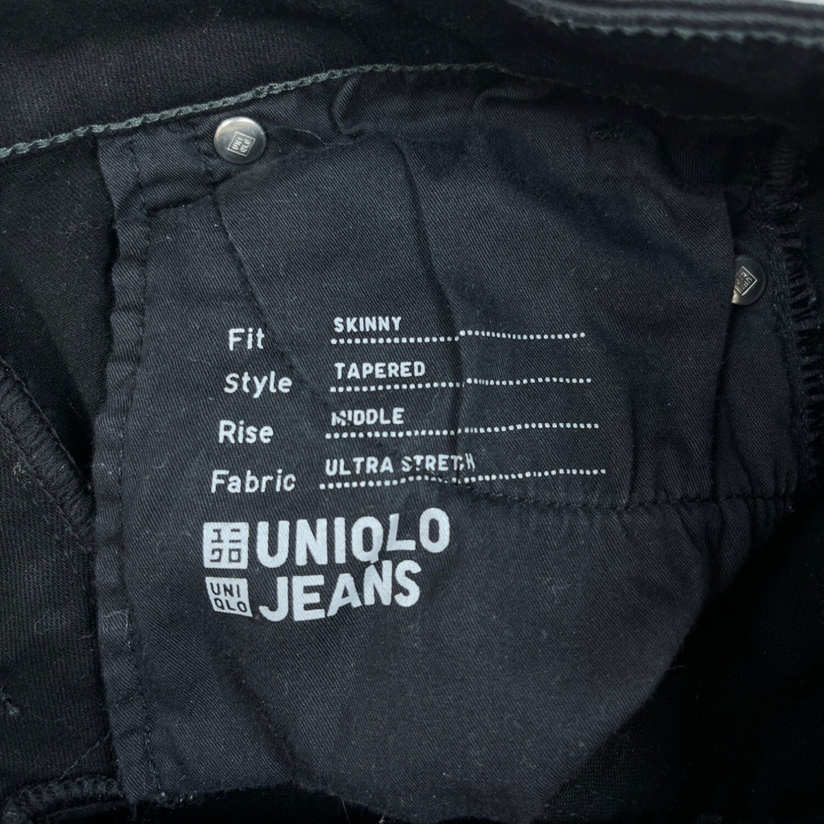 Uniqlo Skinny Tapered Fit Black Jeans Ultra Stretch Mid Rise Womens 23x33