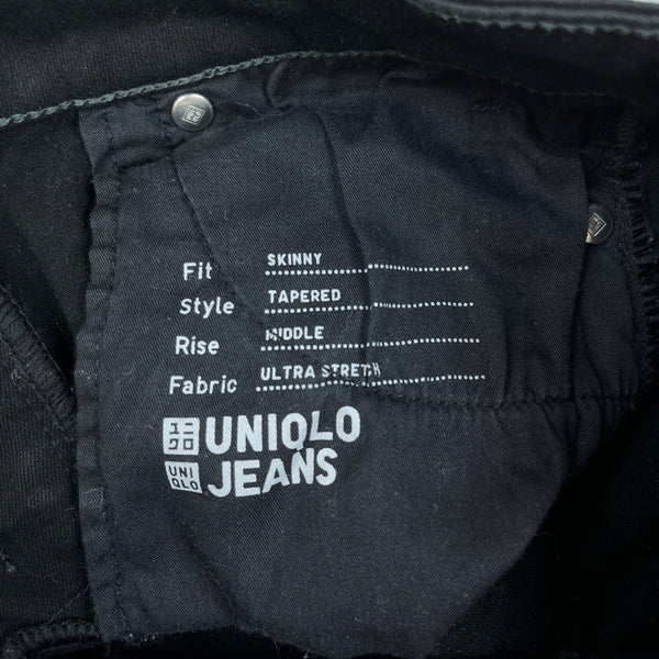 Uniqlo Skinny Tapered Fit Black Jeans Ultra Stretch Mid Rise Womens 23x33