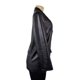 Versari Womens Black Leather Blazer Jacket Made In Italy Size 42