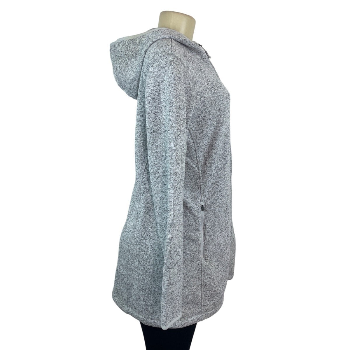 L.L. Bean Gray Zip-Up Hooded Sweater Jacket With Side Pockets Sz LP - New