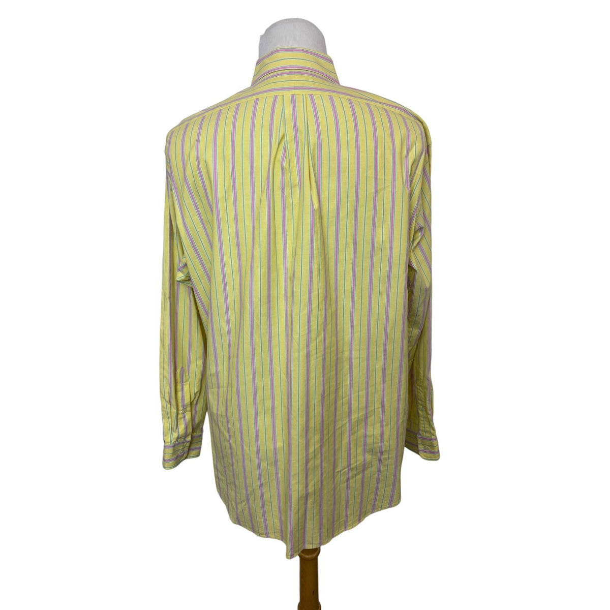 Ralph Lauren Men's Yellow With Pink Stripes Long sleeve Button Up Shirt Sz -XL