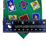 Cape Cod Mens Green Silk Christmas Holiday Tie Snowman Santa Tree Print OS