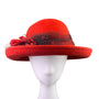 Street Smart Womens Red Wool Vintage Hat With Floral & Net Accent OS
