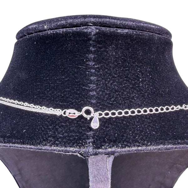 Sterling Silver Womens Two-Strand Chain Necklace S925 Adjustable Length Jewelry