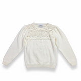 Marnie West Womens Ivory Yoke Long Sleeve Sweater Small Made In Hong Kong