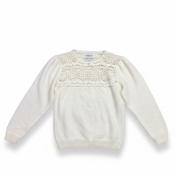 Marnie West Womens Ivory Yoke Long Sleeve Sweater Small Made In Hong Kong