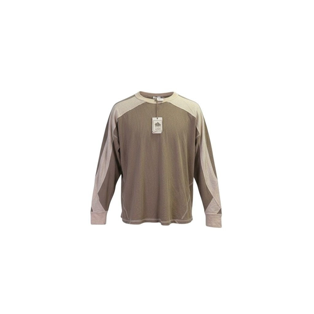 Easel Womens Taupe Beige Long Sleeve Colorblock Knit Top Size M