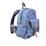 Role Model Women’s Blue & Khaki Canvas & Faux Leather Adjustable Straps Backpack