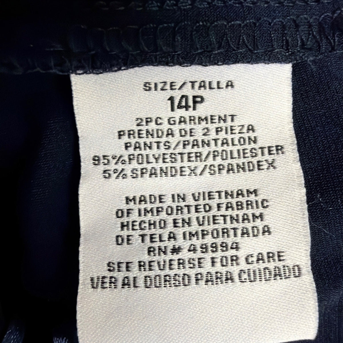 R&M Richards Womens Navy 2-Piece Petite Pant & Tee Stretch Set Size 14P