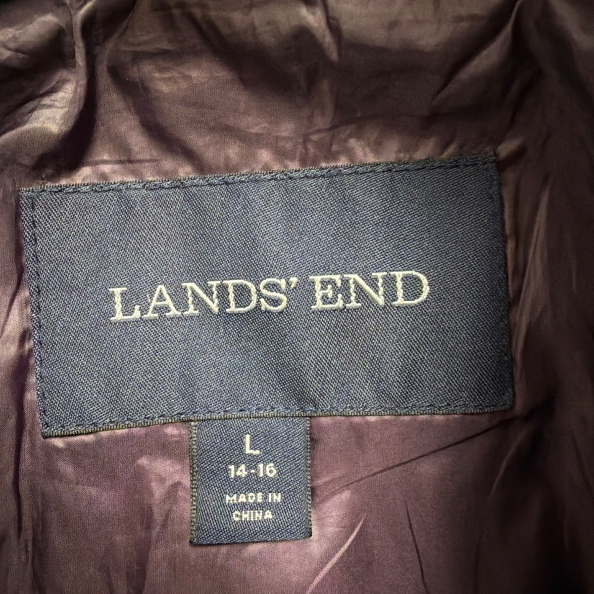 Lands End Womens Black Quilted Jacket Polyester Snap Closure Puffer Coat Size L