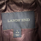 Lands End Womens Black Quilted Jacket Polyester Snap Closure Puffer Coat Size L