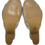 FashionShoes Women’s Silver Glitter Mesh Chic Slip-On Open-Toe Block Heel Sz 37