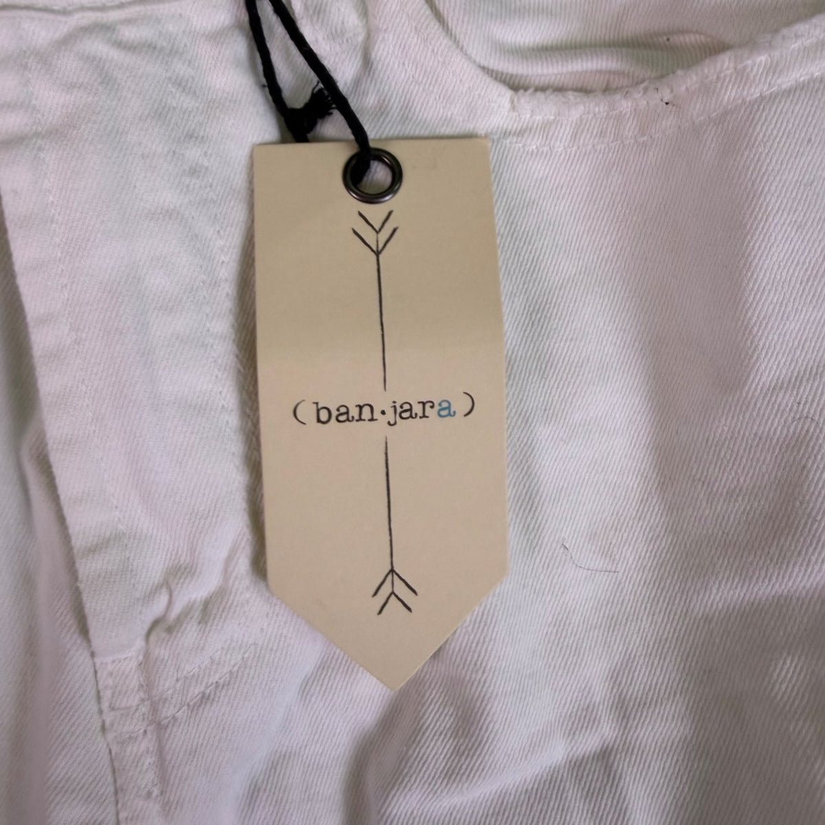 Banjara Womens White Distressed Straight-Leg Jeans With Raw Hem Size 9/28