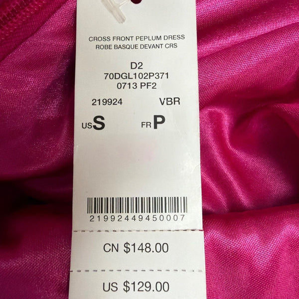 Bebe Women’s Pink Spandex Cocktail Dress Halter Peplum Style Size S