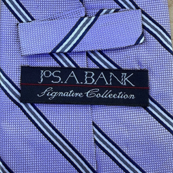 Jos A Bank Mens Purple 100% Silk Striped Handmade Necktie Classic Design