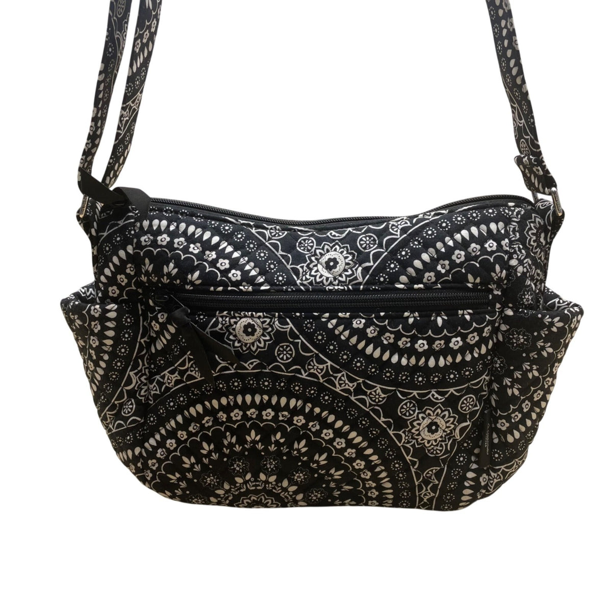 Vera Bradley Women’s Black Floral Mandala Pattern Adjustable Strap Crossbody Bag