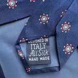 Marc Jeffries Mens Navy Silk Geometric Pattern Tie 100% Handmade Classic Italy