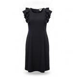 Chicos Womens Black Ruffle Sleeve A-Line Dress Elegant Style Size 16 