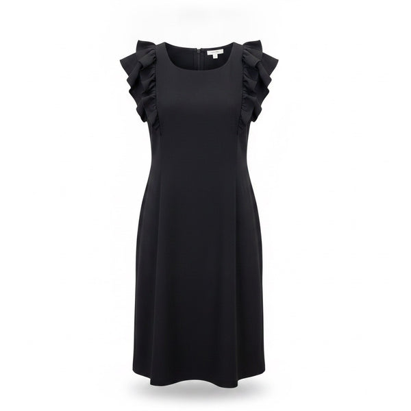 Chicos Womens Black Ruffle Sleeve A-Line Dress Elegant Style Size 16 