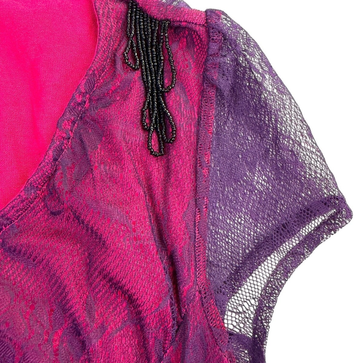 Custo Barcelona Womens Red & Purple Mesh Lace Fitted Ruched Dress Size 4