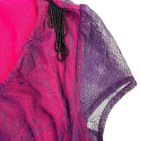 Custo Barcelona Womens Red & Purple Mesh Lace Fitted Ruched Dress Size 4