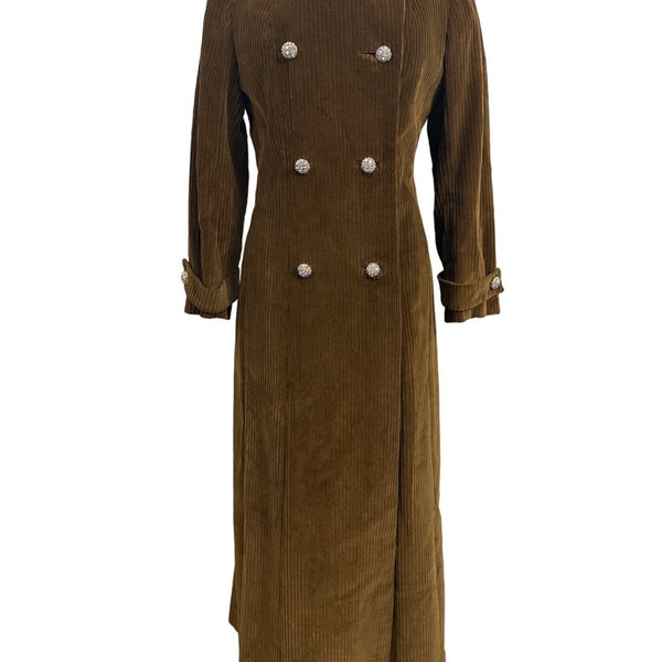 Originala Vintage 1960's Women's Corduroy Maroon Double Breasted Long Coat