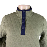 Orvis Womens Green Cotton Quilted 1/4 Snap Pullover Jacket Sz XS - New